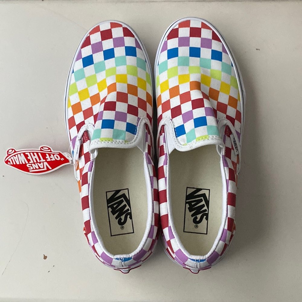 Rainbow Checkered Vans - Sticker Attached - Sizes in Description